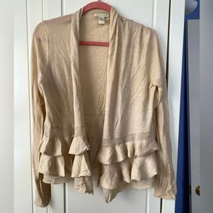 Beautiful rare White and Warren cashmere ruffle cardigan